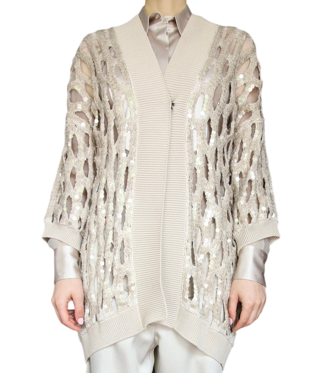 Brunello Cucinelli Knit Sequin Cutout Cardigan - IT 44 / US 8