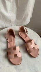 Hermes Rose Pink Epsom Leather Santorini Sandals - 39