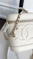 Chanel Ivory White Leather CC Mania Vanity Crossbody Bag
