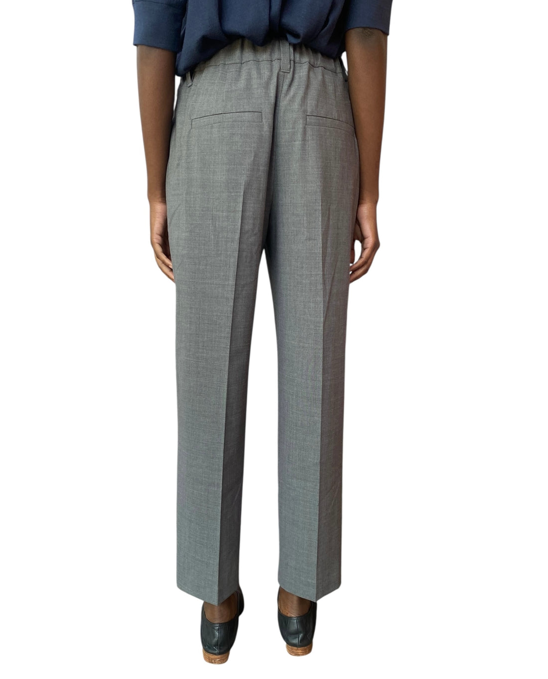 Brunello Cucinelli Grey Gathered High Waisted Wool Trousers - US 6