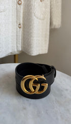 Gucci Black Marmont Belt Goldtone Hardware - 85