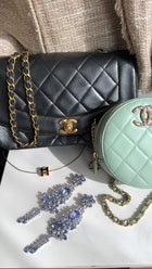 Chanel Mint Green Quilted Leather CC Strass Mini Round Clutch Bag