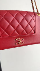 Chanel Red Leather Quilted Mademoiselle Medium Flap Bag GHW