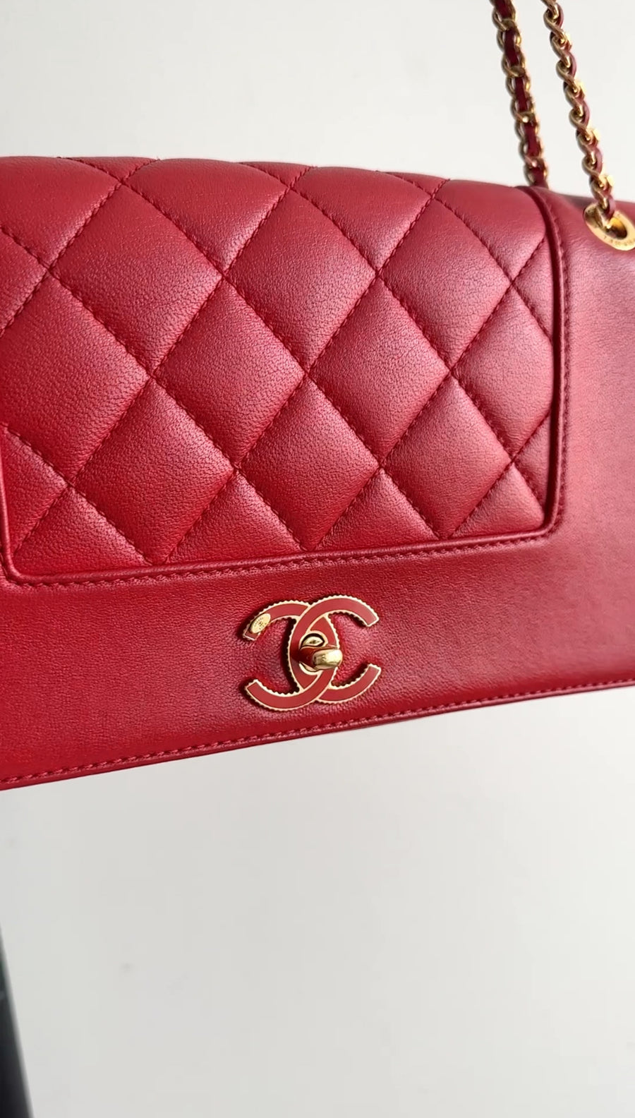 Chanel Red Leather Quilted Mademoiselle Medium Flap Bag GHW