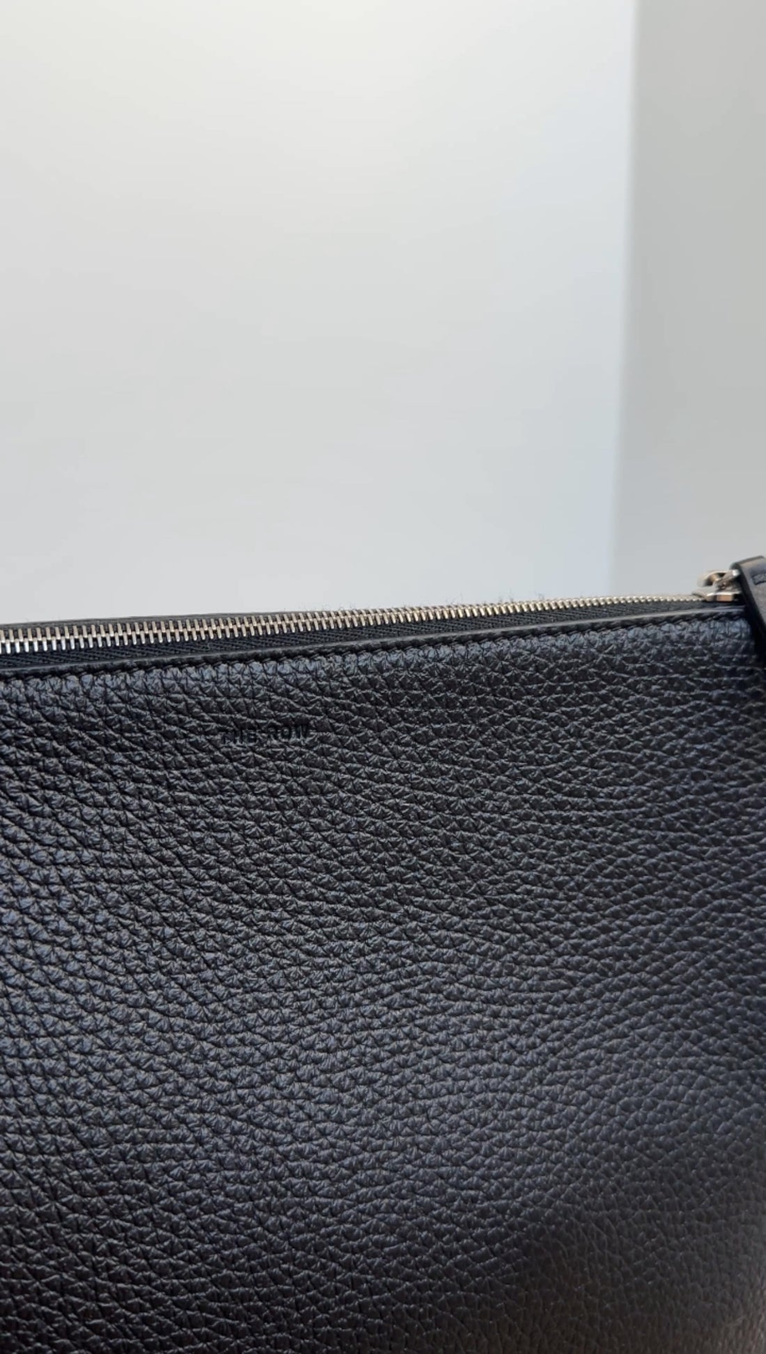 The Row Black Grained Leather Nu Twin Crossbody Bag