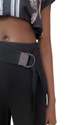 Brunello Cucinelli Black Silk Monili Belted Wide Leg Trouser - IT 38 / US 2