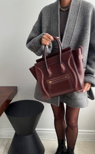 Celine Dark Brown Leather Micro Luggage Tote Bag