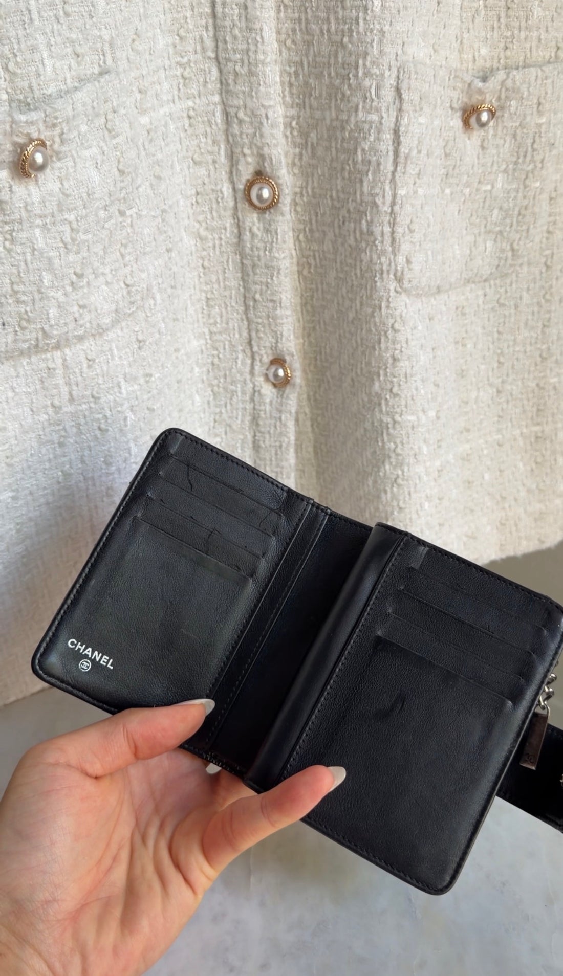 Chanel Black Patent Leather Quilted Reissue Compact Wallet