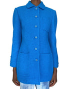 Gucci Blue 2025 Wool GG Button Coat - IT 42 / US 6