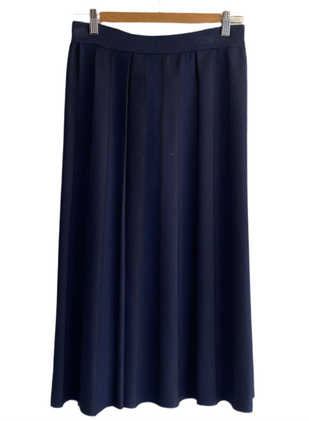 Giorgio Armani Navy Knit Striped Skirt -44