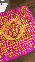 Hermes Mosaique Au 24 Silk Twil 90cm Scarf Magenta / Yellow