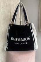 Saint Laurent Rive Gauche Black and White Terry Cloth Convertible Towel Tote