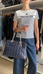 Dior Midnight Navy Cannage Quilted Soft Lambskin Large Tote Bag