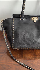 Valentino Rock Stud Black Leather Trapeze Bag