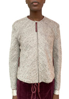 Giorgio Armani Beige & Burgundy Wool Zip Jacket - 42 / US 6