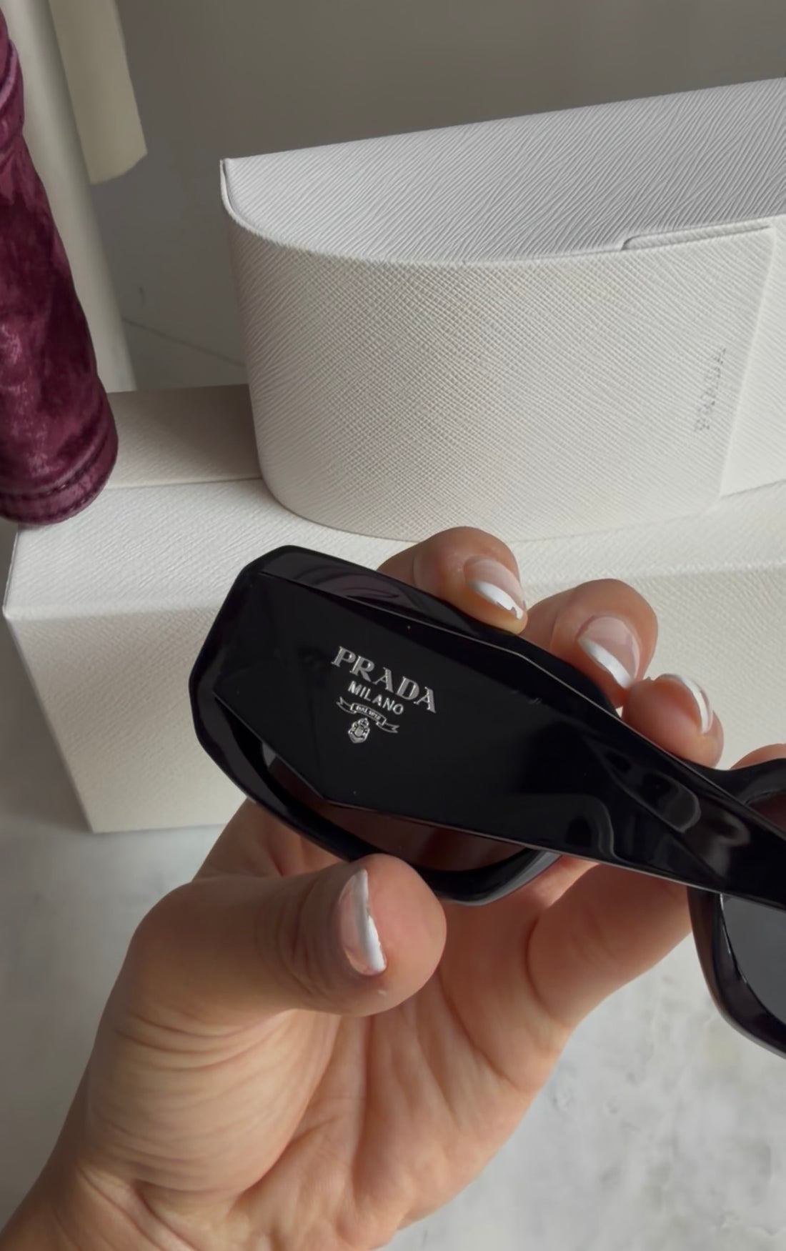 Prada Black Acetate Symbole Sunglasses SPR 17W