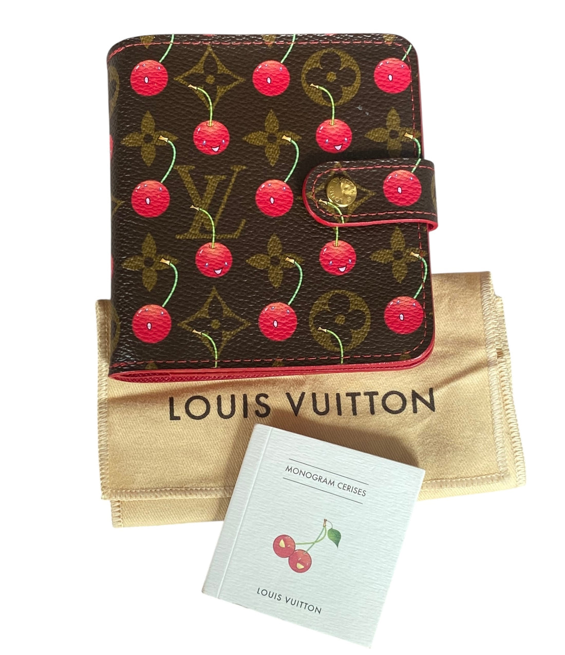 Louis Vuitton x Takashi Murakami 2005 Monogram Cherry Compact Zippy Wallet