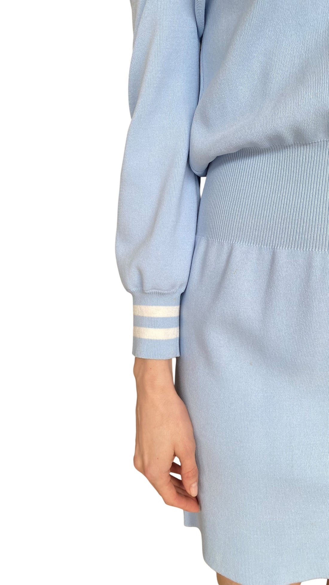Chloé Baby Blue Off-Shoulder Mini Sweater Dress - 36 / US 2-4