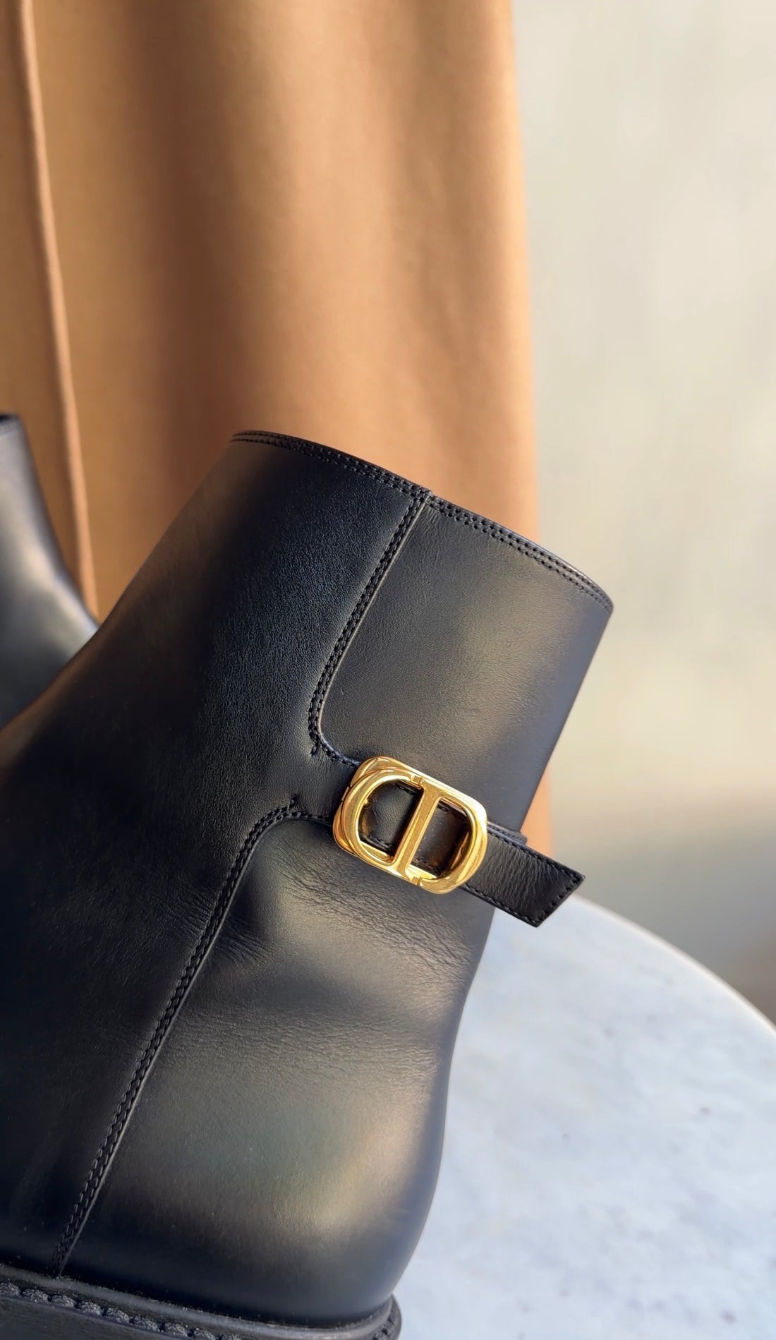 Christian Dior Black 30 Montaigne CD Buckle Ankle Boots - 40