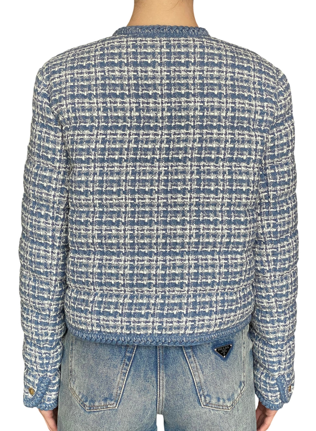 Moncler Blue Eliadi Quilted Tweed Down Jacket - 2 / M/ US 6