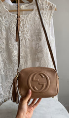 Gucci Beige Leather Interlocking GG Soho Disco Crossbody Bag
