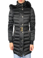 Burberry Black Down Fox Fur Hooded Long Puffer - US 2