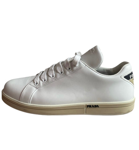 Prada White Logo Leather Sneakers
