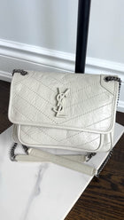 Saint Laurent Ivory Niki Baby Aged Quilted Leather Shoulder Bag