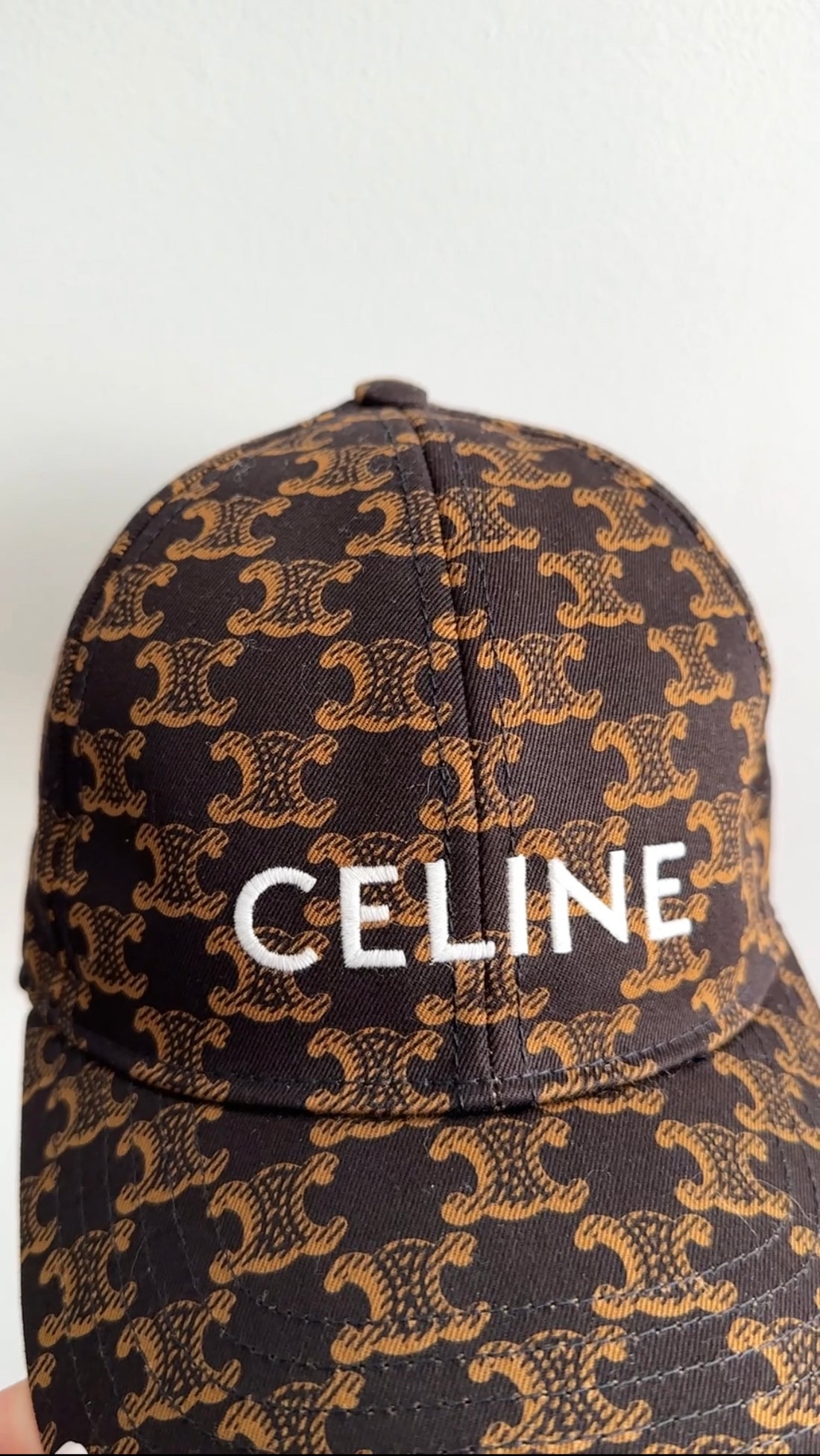 Celine Triomphe Black and Brown Logo Baseball Cap Hat