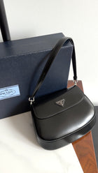 Prada Small Cleo Brushed Leather Shoulder Bag With Flap