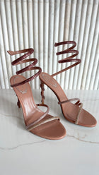 René Caovilla Nude Cleo Strass Crystal Wrap Around Sandals - 37 / 37.5