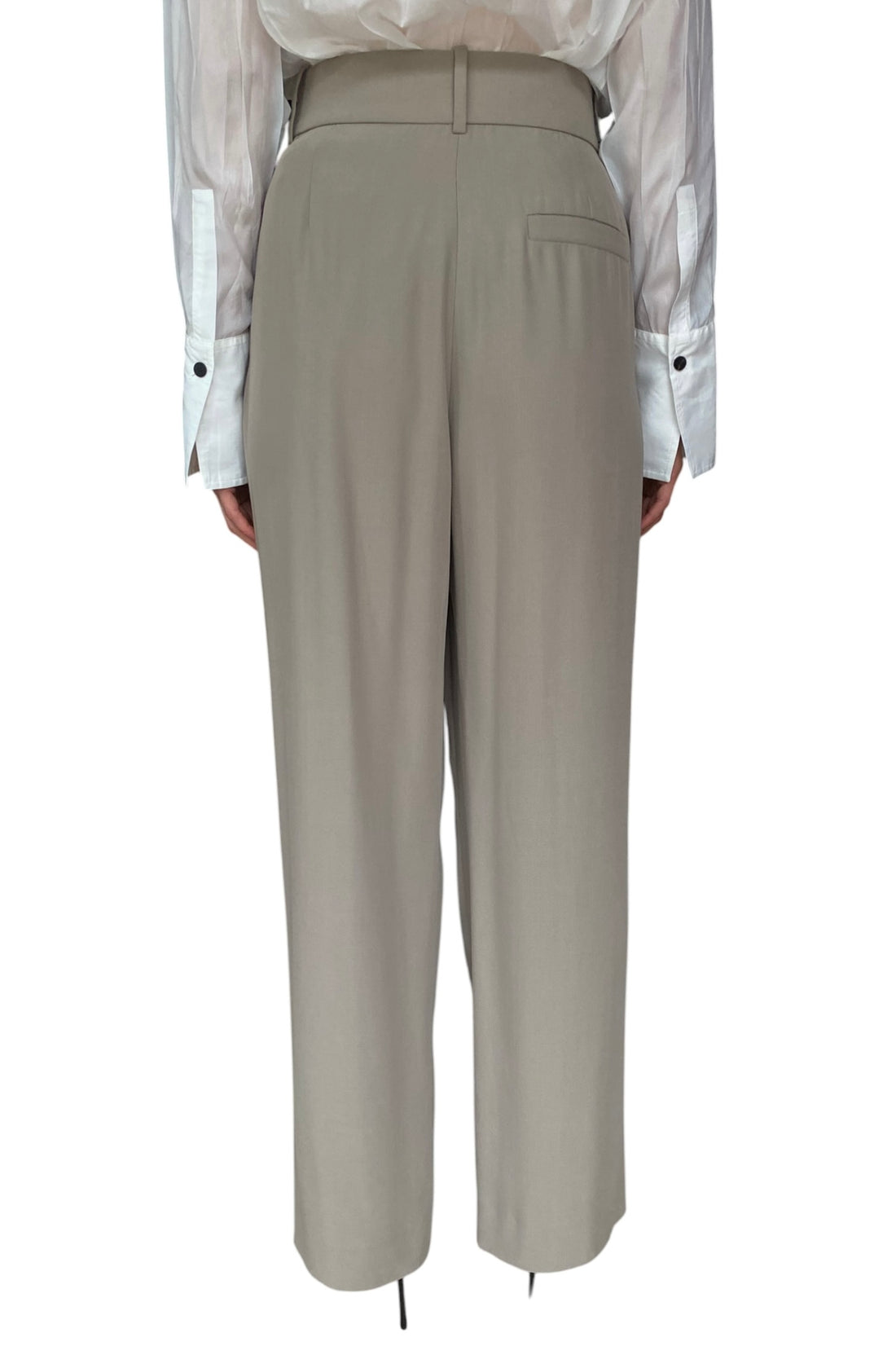 Giorgio Armani Taupe Silk Wide Leg Pleated Trouser - IT 42 / US 8