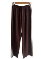 Donni Brown Silk Striped Track Pants
