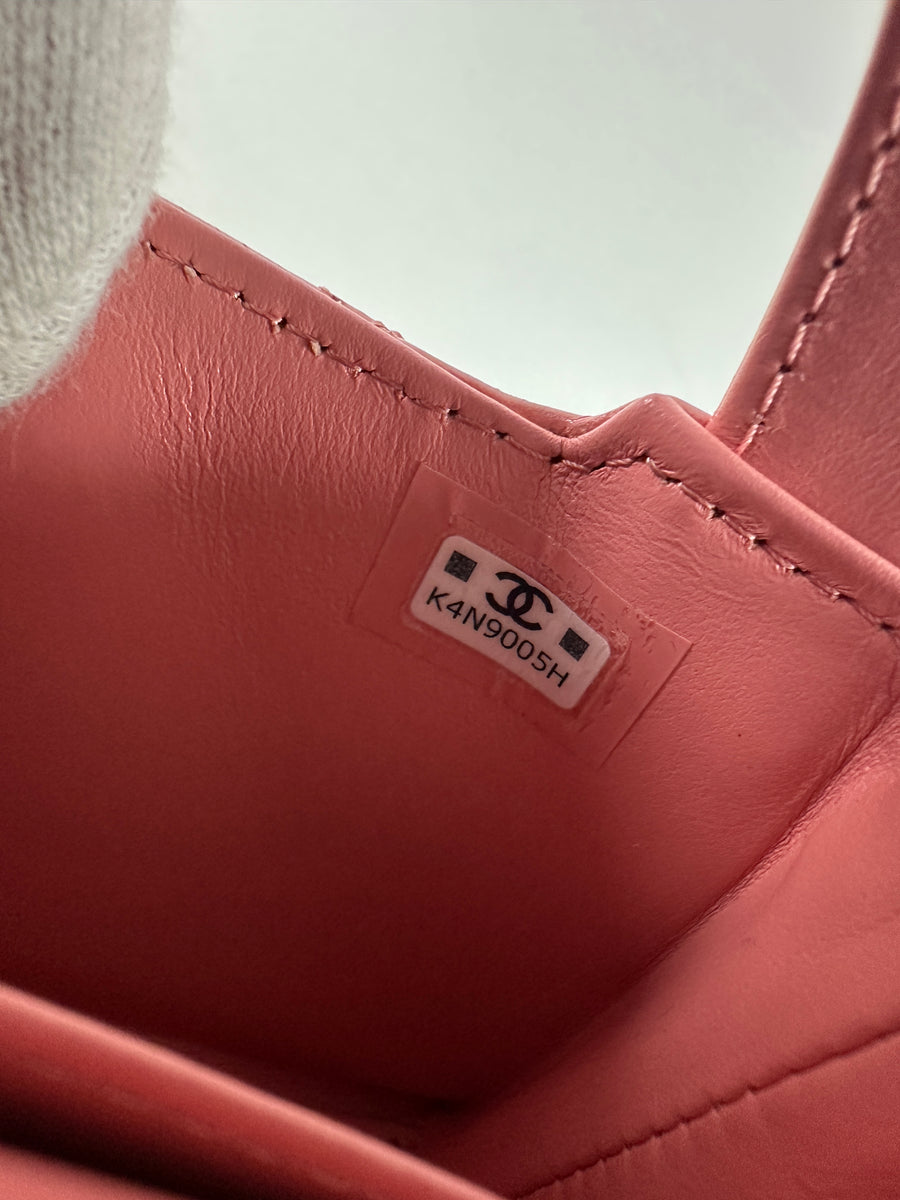 Chanel flamingo Pink Nano Kelly Shopping Bag Crossbody Chain