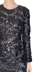 Giambattista Valli Black Sequin Guipure Long Sleeve Cocktail Dress - IT 44 / M / US 6-8