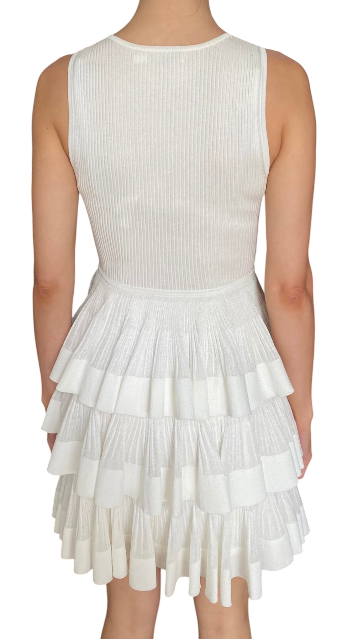 Zimmermann White “Crush” Ruffle Knit Mini Dress - 0 / XS / US 2-4