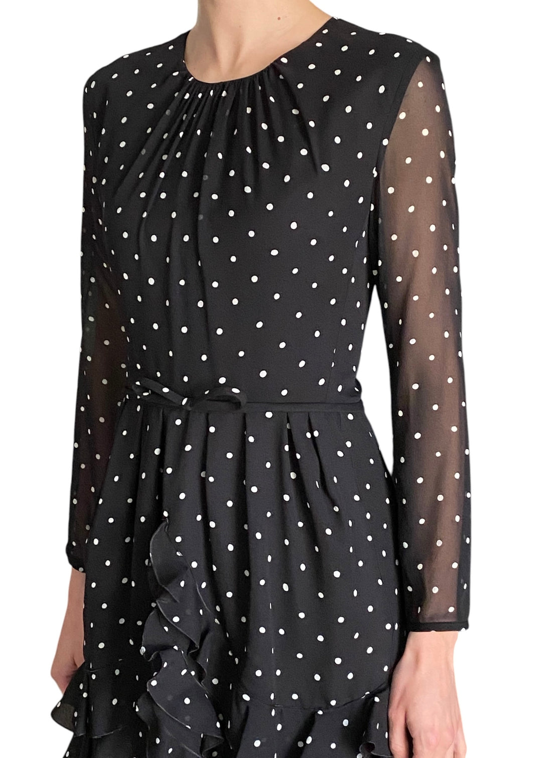 Giambattista Valli Black Silk Polka Dot Ruffle Mini Dress - IT 44 / US 6-8