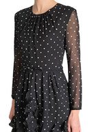 Giambattista Valli Black Silk Polka Dot Ruffle Mini Dress - IT 44 / US 6-8
