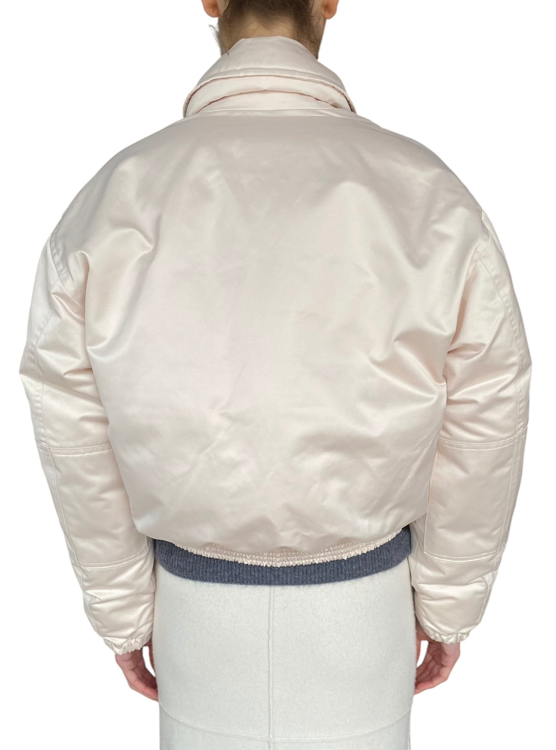 Victoria Beckham Ivory Satin Padded Bomber Jacket - IT 42 / US 6