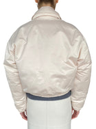 Victoria Beckham Ivory Satin Padded Bomber Jacket - IT 42 / US 6