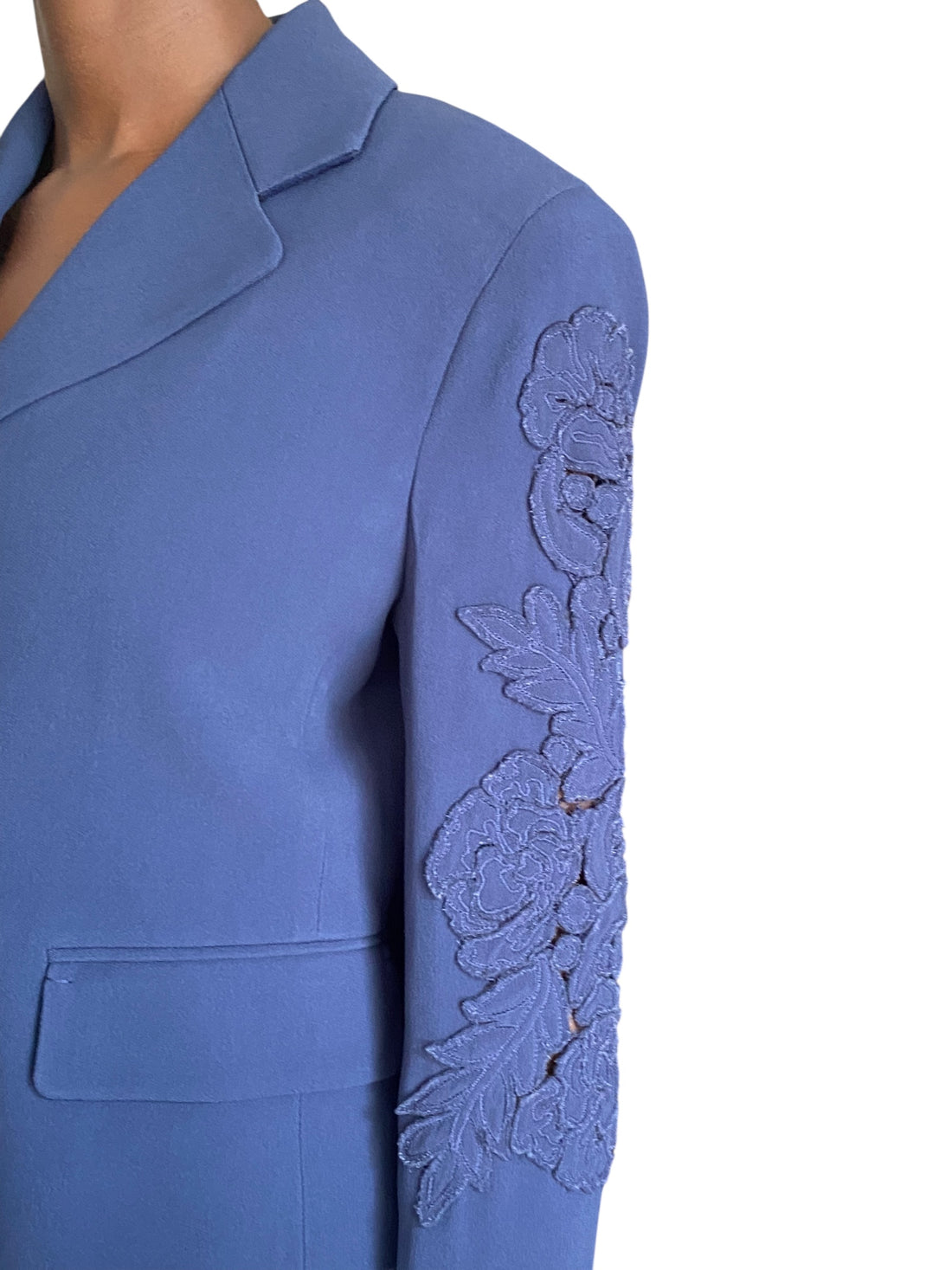 Ermanno Scervino Navy Floral Lace Sleeve Blazer - US 4-6