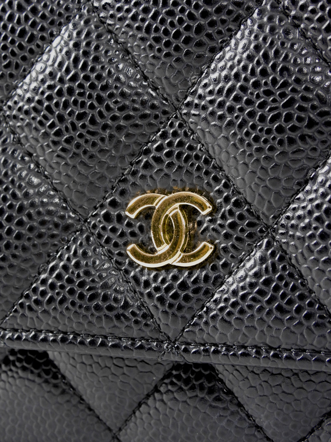 Chanel Black Caviar Leather CC Classic Wallet on Chain GHW
