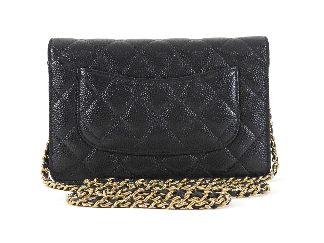 Chanel Black Caviar Leather CC Classic Wallet on Chain GHW