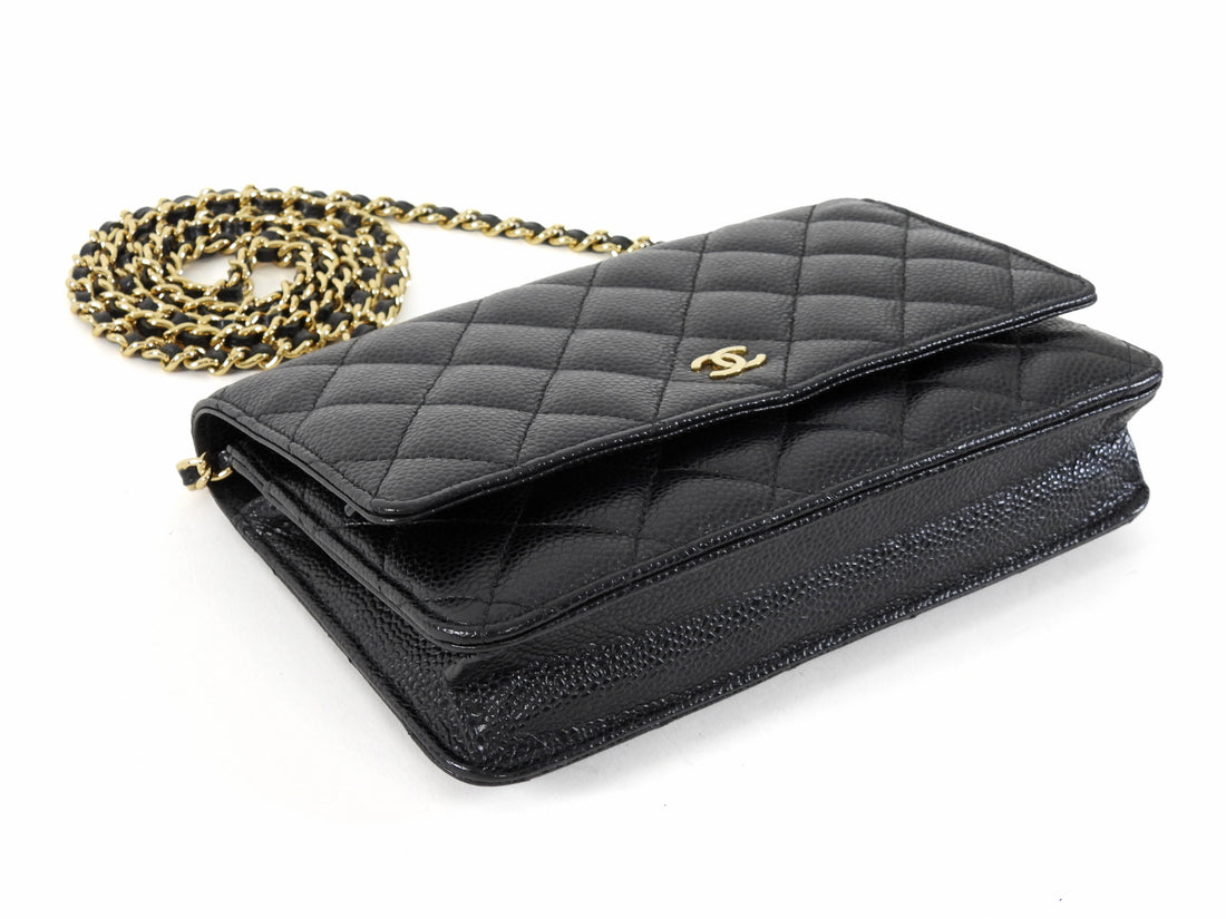 Chanel Black Caviar Leather CC Classic Wallet on Chain GHW