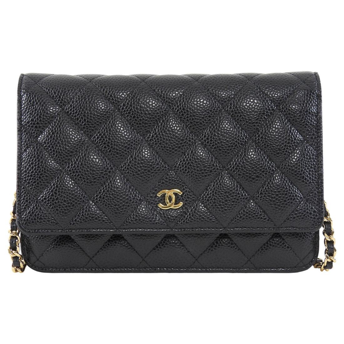 Chanel Black Caviar Leather CC Classic Wallet on Chain GHW