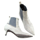 Brunello Cucinelli Grey Suede Monili Pointed Mid Heel Ankle Boot - 36.5