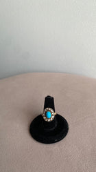 Antique Victorian 14k Turquoise Diamond Cluster Ring - 6