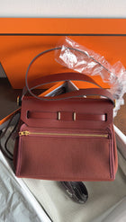 Hermes Herbag Zip Mini 20 Rouge H Toile Militaire / Vache Hunter GHW