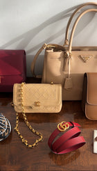 Chanel Vintage 1989 Beige Mini Quilted Border Chain Flap Bag