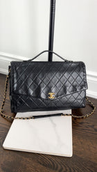 Chanel Black Quilted Leather Vintage Two Way Envelope Flap Chain Bag